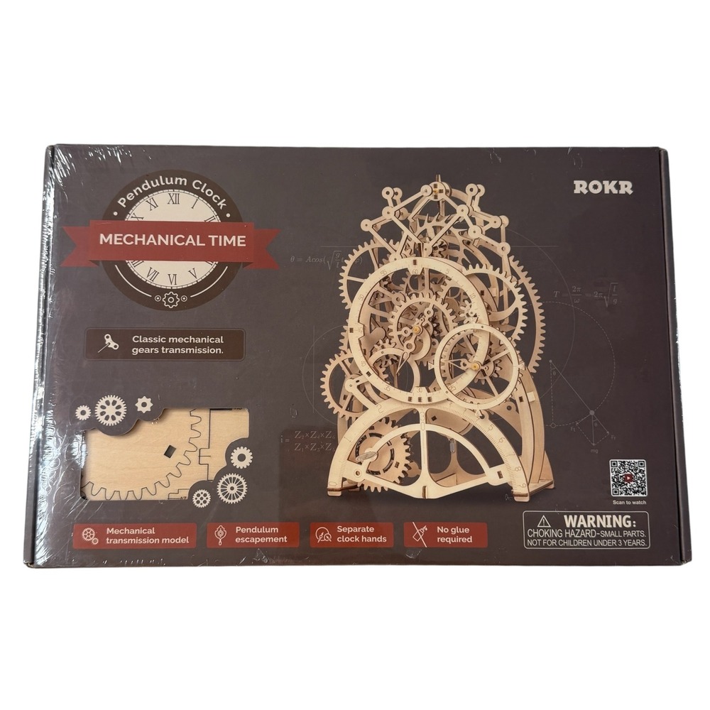 ROKR Pendulum Clock‎ LK501 Mechanical Time 3D Wooden Puzzle DIY Model Kit NEW